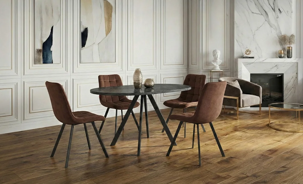 Set Masă Living Extensibilă Set Masă Extensibilă DTW0902MBE Gri cu 4 Scaune J265 Maro