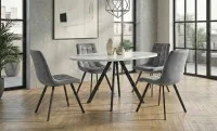 Set Masă Living Extensibilă Set Masă Extensibilă DTW0902MBE Albă cu 4 Scaune J265 Gri