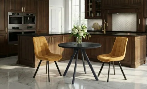 Set Masă Living Extensibilă Set Masă Extensibilă DTW0902MBE Gri cu 2 Scaune J265 Muștar