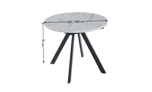 Set Masă Living Extensibilă Set Masă Extensibilă DTW0902MBE Albă cu 4 Scaune J265 Negre