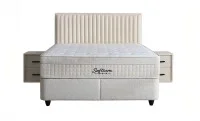 Set Pat Tapitat cu Saltea si Somiera Arden White, 160x200 cm