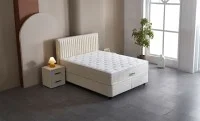 Set Pat Tapitat cu Saltea si Somiera Arden White, 160x200 cm 4