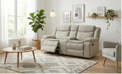 Canapea Recliner Manual cu 2 Locuri si port USB, Gri