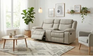 Canapea Recliner Manual cu 2 Locuri si port USB, Gri