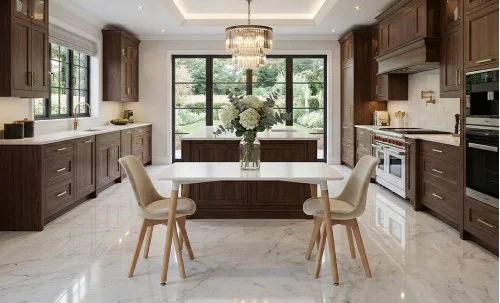 Set Masă Living SL673 Albă cu 2 Scaune J901 Bej