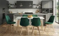 Set Masă Living SL673 Albă cu 6 Scaune de Living J901 Verde