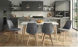 Set Masă Living SL673 Albă cu 6 Scaune de Living J901 Gri