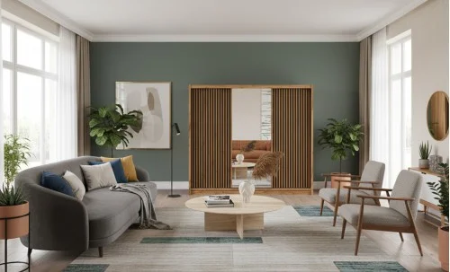 Dulap London L 250 Uși Glisante cu Riflaj si Oglindă