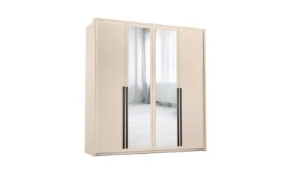 Dulap Naomi 4 Uși D4, Bej, cu Oglindă