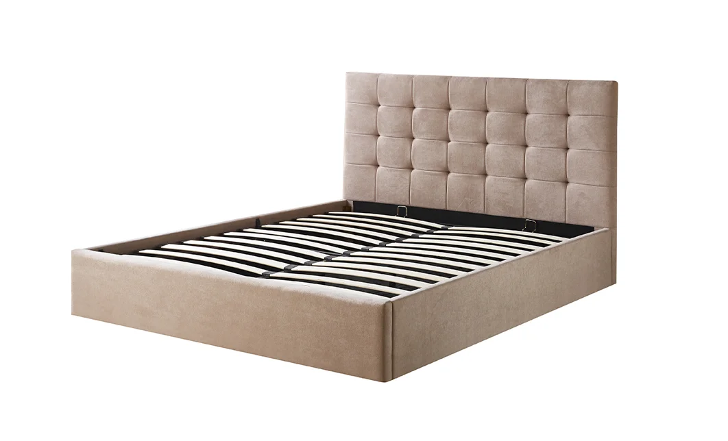 Set Pat Tapițat Cremona KJB5734 Bej cu saltea Bonell si Somieră rabatabilă, 160x200 cm 7