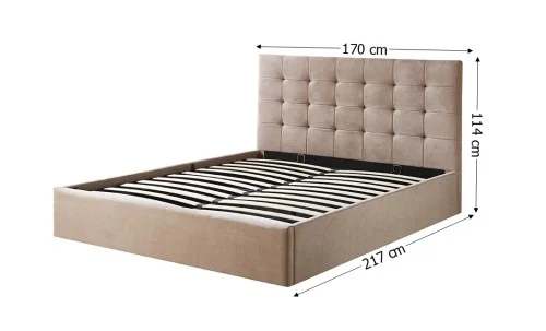Set Pat Tapițat Cremona KJB5734 Bej cu saltea Bonell si Somieră rabatabilă, 160x200 cm