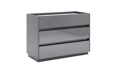 Comodă Teo TO63 cu 3 Sertare, Gri Mat 