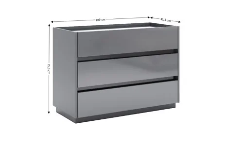 Comodă Teo TO63 cu 3 Sertare, Gri Mat 