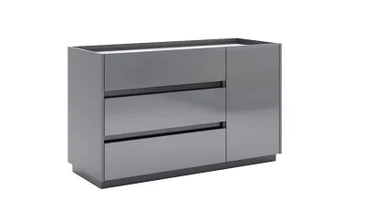 Comodă Teo TO61 cu 3 Sertare si o ușă, Gri Mat 