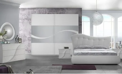 Dormitor Modern Mabel Bianco cu Dulap 2 Uși 