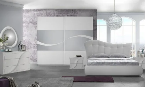 Dormitor Modern Mabel Bianco cu Dulap 2 Uși 