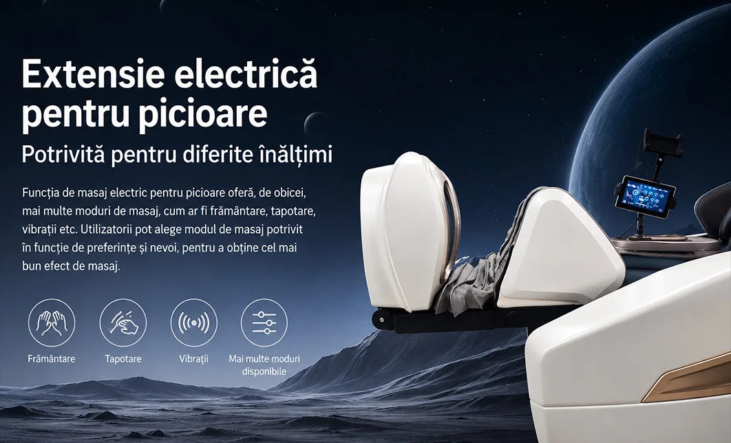 Fotoliu de masaj A013 Alb / maro, Bluetooth, Zero Gravity, ecran LCD