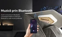 Fotoliu de masaj A013 Alb / maro, Bluetooth, Zero Gravity, ecran LCD 6