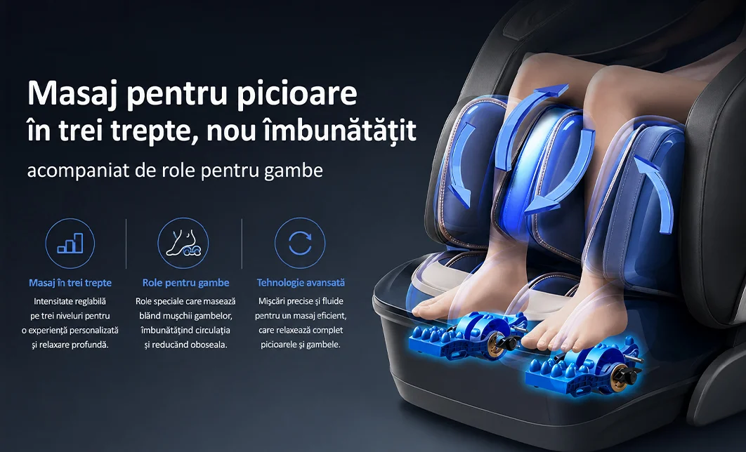 Fotoliu de masaj A013 Alb / maro, Bluetooth, Zero Gravity, ecran LCD