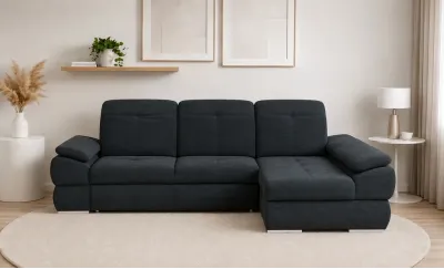 Colțar Extensibil Denver 2 Negru - Vega 70 Dreapta