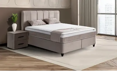 Set Pat Tapitat cu Saltea Belicia Bej, 180 x 200