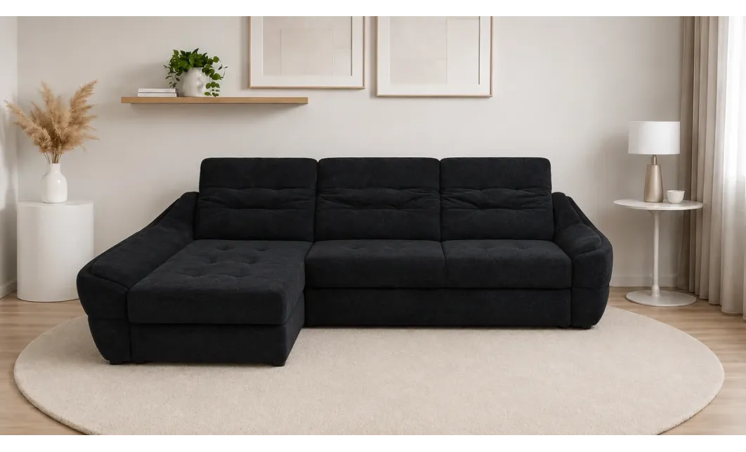 Colțar Extensibil Space Negru- Vega 70 Stânga