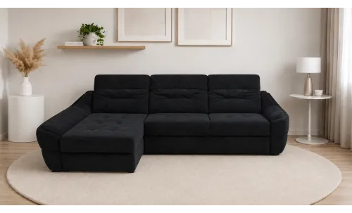 Colțar Extensibil Space Negru- Vega 70 Stânga