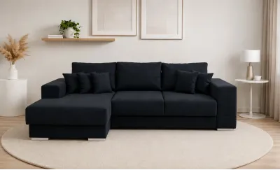 Colțar Extensibil Boston Negru - Vega 70 Stânga