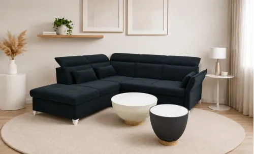 Colțar Extensibil Barry Negru - Vega 70 Dreapta
