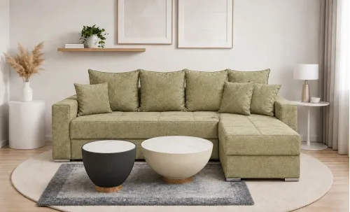 Colțar Extensibil Claudia Mare XXL Bonell Verde Olive - Aragon 35, Interschimbabil