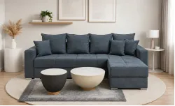 Colțar Extensibil Claudia Mare XXL Memory Albastru - Lemon 56, Interschimbabil	