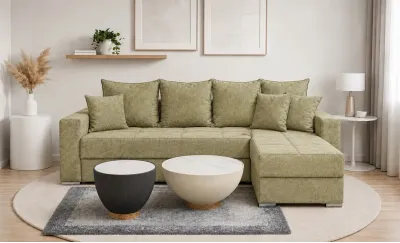 Colțar Extensibil Claudia Mare XXL Memory Verde Olive - Aragon 35, Interschimbabil