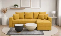 Colțar Extensibil Claudia Mare XXL Memory XXL - Lemon 43, Interschimbabil