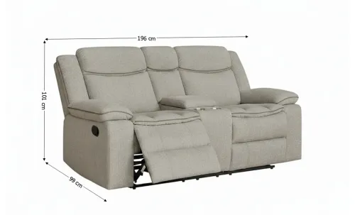 Canapea Recliner Manual cu 2 Locuri si port USB, Gri