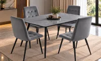 Set Masă Living Extensibilă KJT546 Gri cu 4 Scaune KJC37 Gri