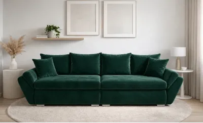 Canapea Extensibilă Confort cu Spumă HR, Verde Smarald