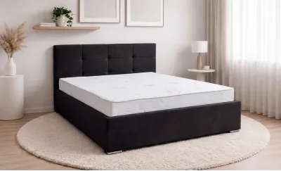 Set Pat Tapițat Fresh cu Saltea și Somieră Rabatabilă, Gri-Maro 140x200
