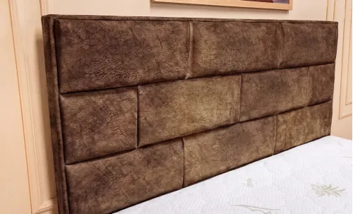 Set Pat Tapițat Mexico cu Saltea și Somieră Rabatabilă, Maro 160x200