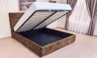 Set Pat Tapițat Mexico cu Saltea și Somieră Rabatabilă, Maro 160x200 2