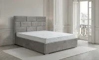 Set Pat Tapițat Mexico cu Saltea Bonell Aloe Vera și Somieră Rabatabilă, Gri Deschis 160x200