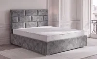Set Pat Tapițat Mexico cu Saltea și Somieră Rabatabilă, Gri Deschis 160x200