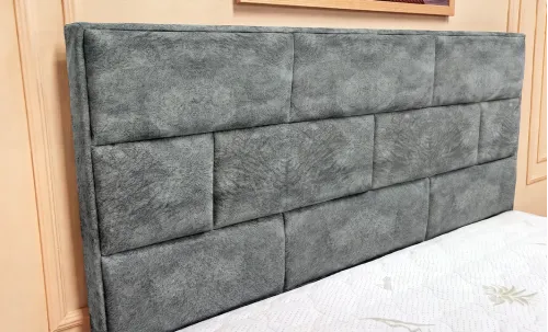 Set Pat Tapițat Mexico cu Saltea și Somieră Rabatabilă, Gri Deschis 160x200