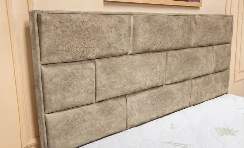 Set Pat Tapițat Mexico cu Saltea și Somieră Rabatabilă, Bej 160x200