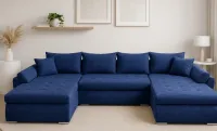 Colțar Extensibil Confort U cu Spumă HR, Albastru Marin