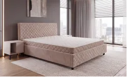 Set Pat Tapitat cu Saltea Cezar, Bej 160 x 200