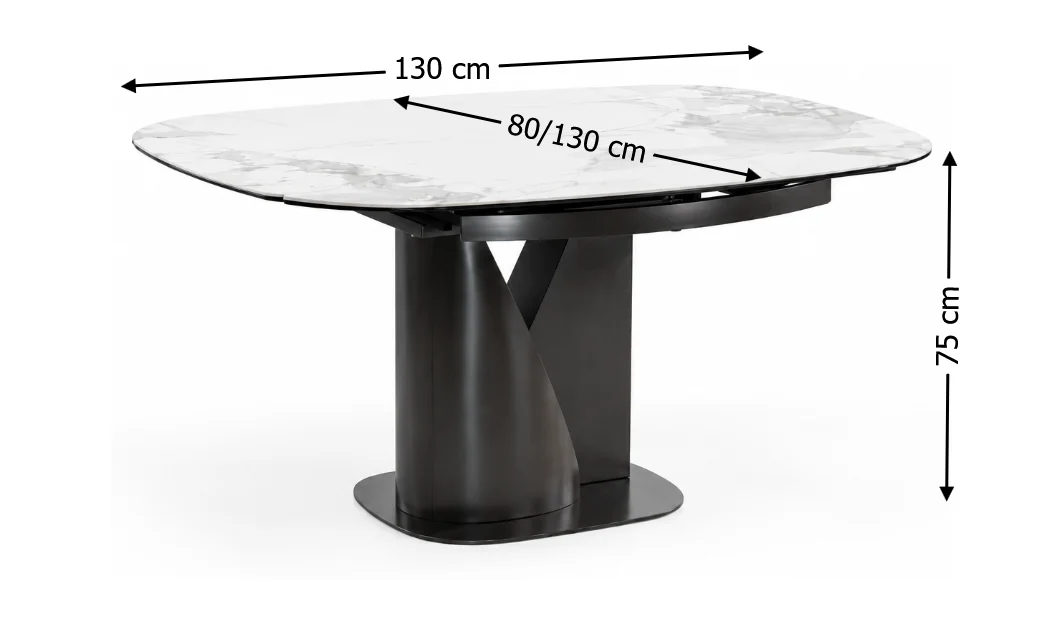 Masă Living Extensibilă Blat Ceramic Alb Marmură CT111 1