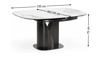 Masă Living Extensibilă Blat Ceramic Alb Marmură CT111