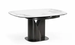 Masă Living Extensibilă Blat Ceramic Alb Marmură CT111