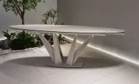 Masă Living Extensibilă Blat Ceramic Alb Marmură CT244