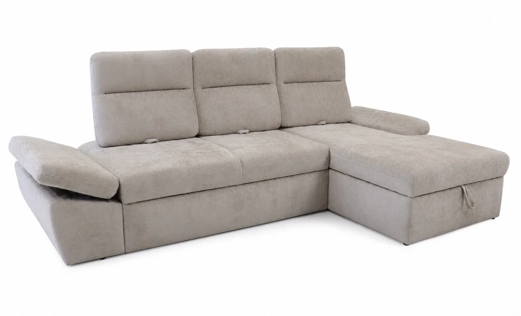 Colțar Extensibil Oliver Luka cu Ladă Depozitare, Șezlong Dreapta, Bej 2